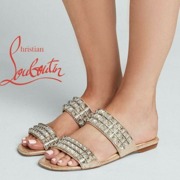 Christian Louboutin Shoes - Christian Louboutin Myriadiam Studded Sandals Flat